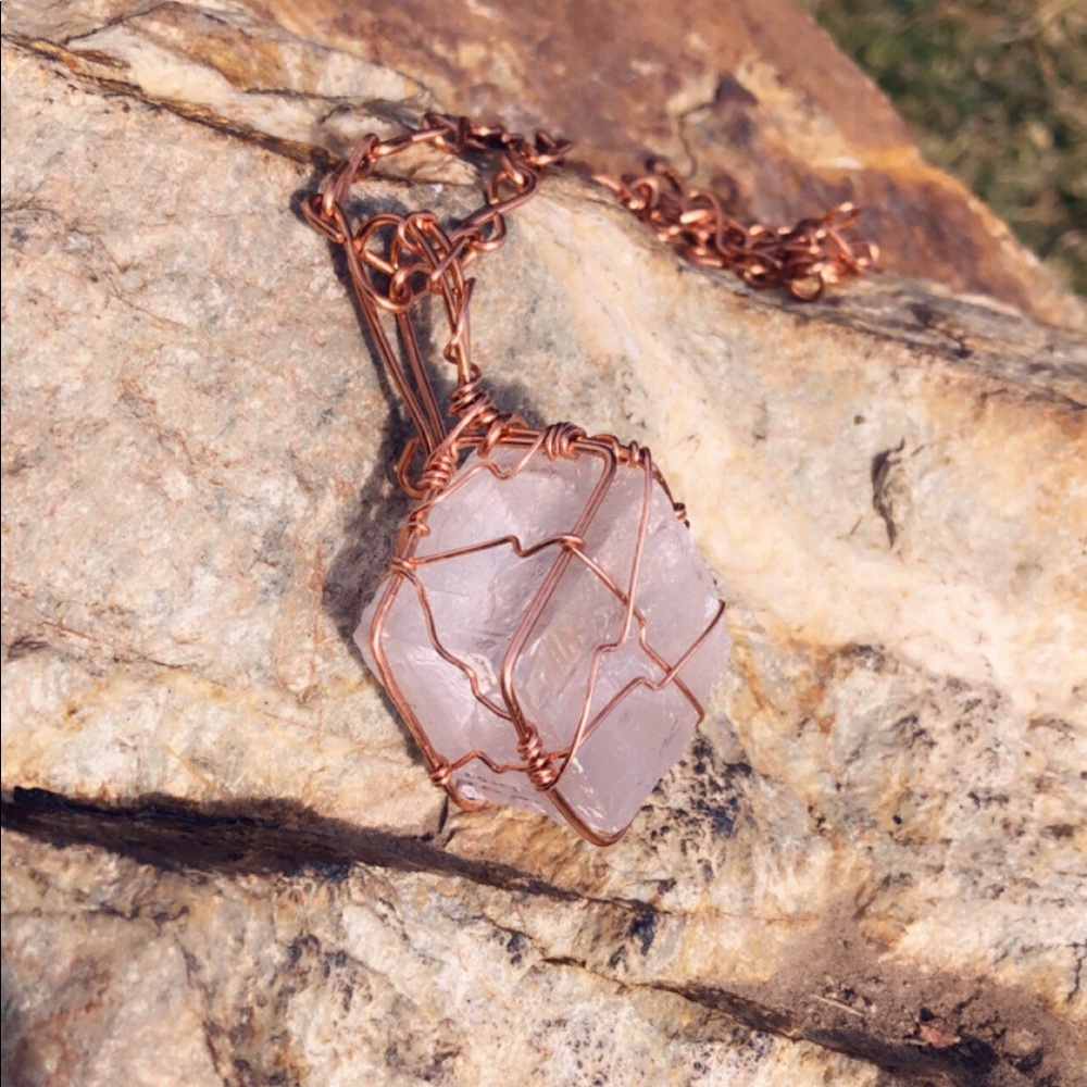 Optical Calcite Pendant w/ Hemp Necklace